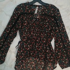 American Rag Black Floral Blouse